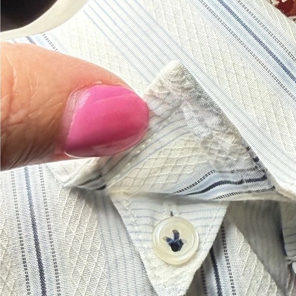 Tommy Bahama Jeans Flip Cuff Striped Button Up Shirt Men L Blue White Beach Camp - Picture 8 of 9